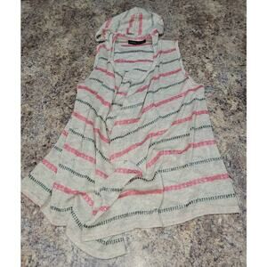 Living Doll sleeveless hooded sweater pink/green striped